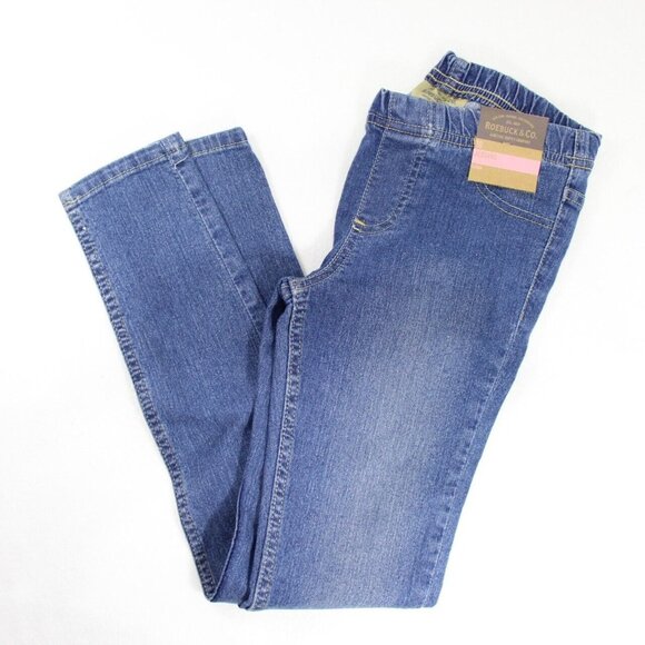 Roebuck & Co. Girls Solid Blue Denim Elastic Waist Pull On Jeggings Size 10 - Picture 1 of 6